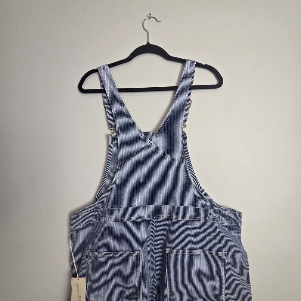 Universal Thread Hickory Stripe Denim Shortalls Blue White Plus Size 14W NEW - Picture 5 of 8